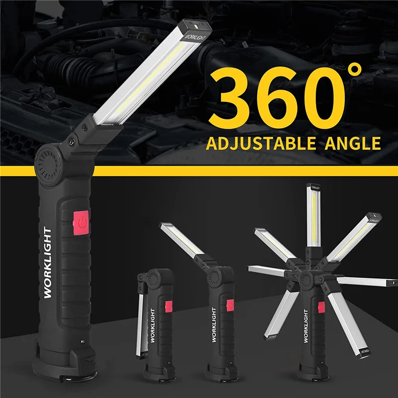 5 Modes USB Rechargeable Flash Light COB Torch Tail Magnet Work Lights Portable Camping Lantern LED
