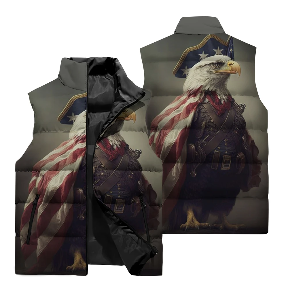 thumbnail image 1 of Chaqueta sin mangas para hombre 2024 con estampado de águila en 3D, chaqueta de invierno para hombre, cortavientos, chaqueta cálida para deportes al aire libre y ciclismo para hombre, 1 of 5