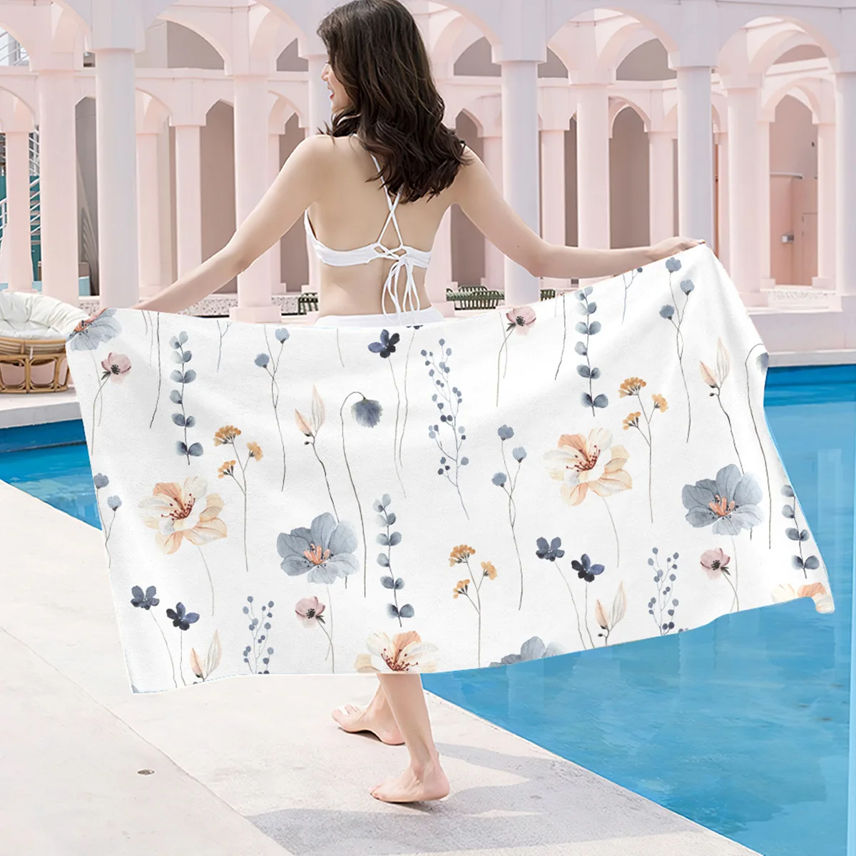 

Colorful Beauty Ultrafine Fiber Beach Towel, Water Absorption, Fast Drying, Small Fresh Color, Leaf Pattern Printed, FM516