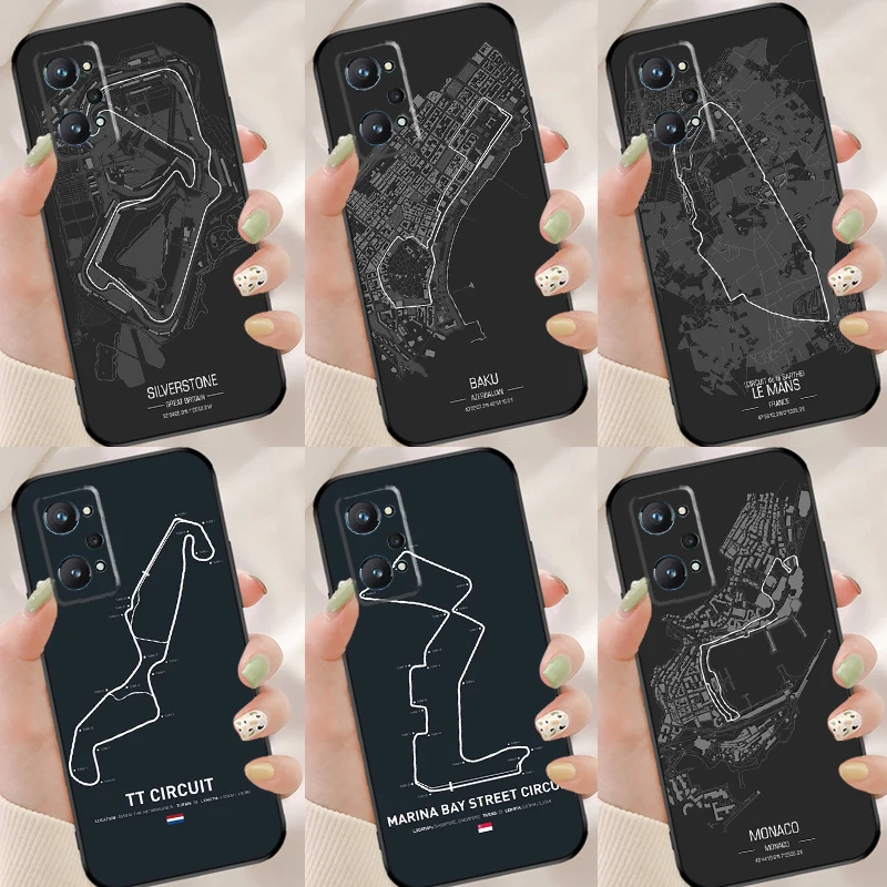 Formula 1 Racing Circuit Cover For Realme 8 Pro 8I C21 Gt Master Gt Neo 2 Back Case For Oneplus 9 Pro 8T 9R Nord 2