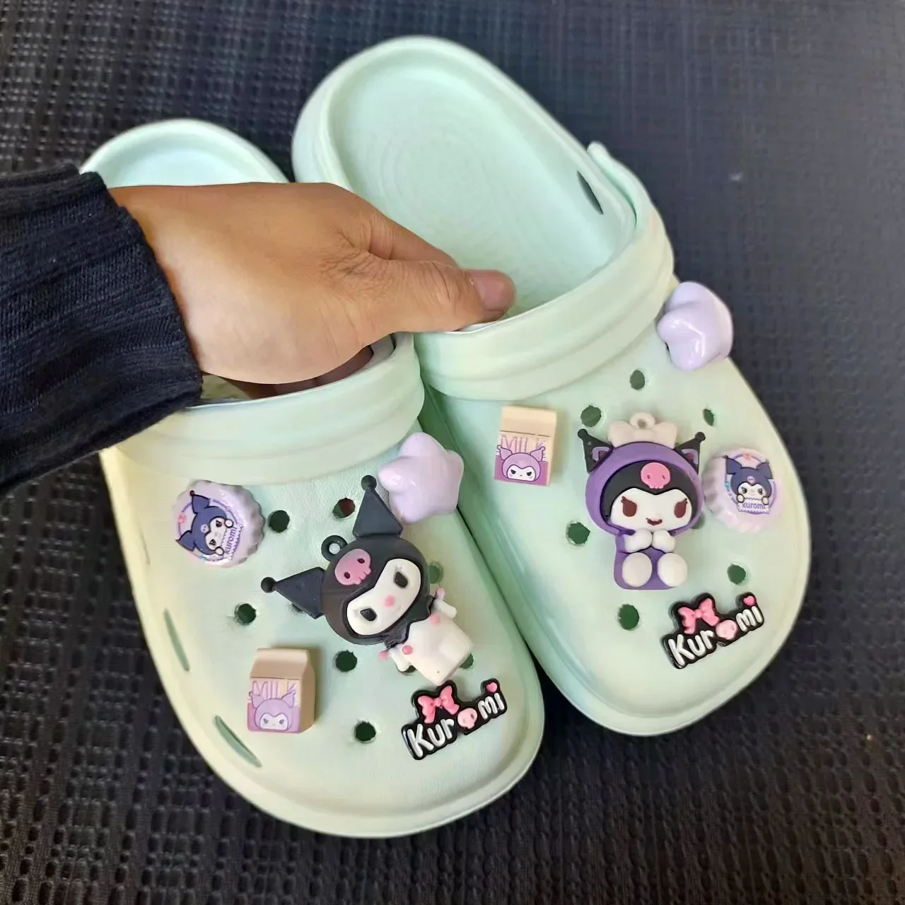 New Cute Kuromi Shoe Charms Accessories Croc Charms Cinnamoroll Kuromi