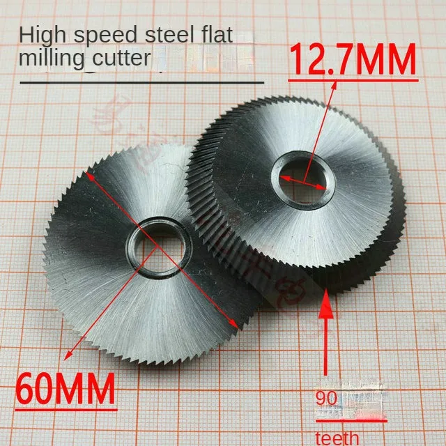 High speed steel round face milling cutter flat cutter 12.7mm diameter 60mm outside diameter 90 tooth HSS milling