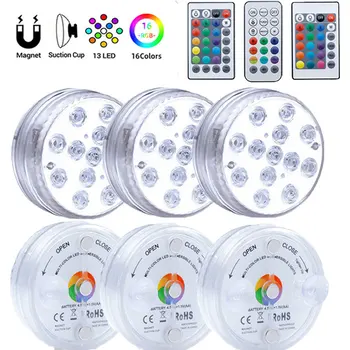 연못 꽃병용 수중 조명, RF 원격 제어 수중 조명, 16 색 RGB IP68 방수 수영장 조명, 13 LED