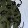 Gothic Punk Oversized Eye Pattern Sweaters for Men and Women Autumn and Winter Thickened Sweatshirts Knitted Sweater Streetwear 3