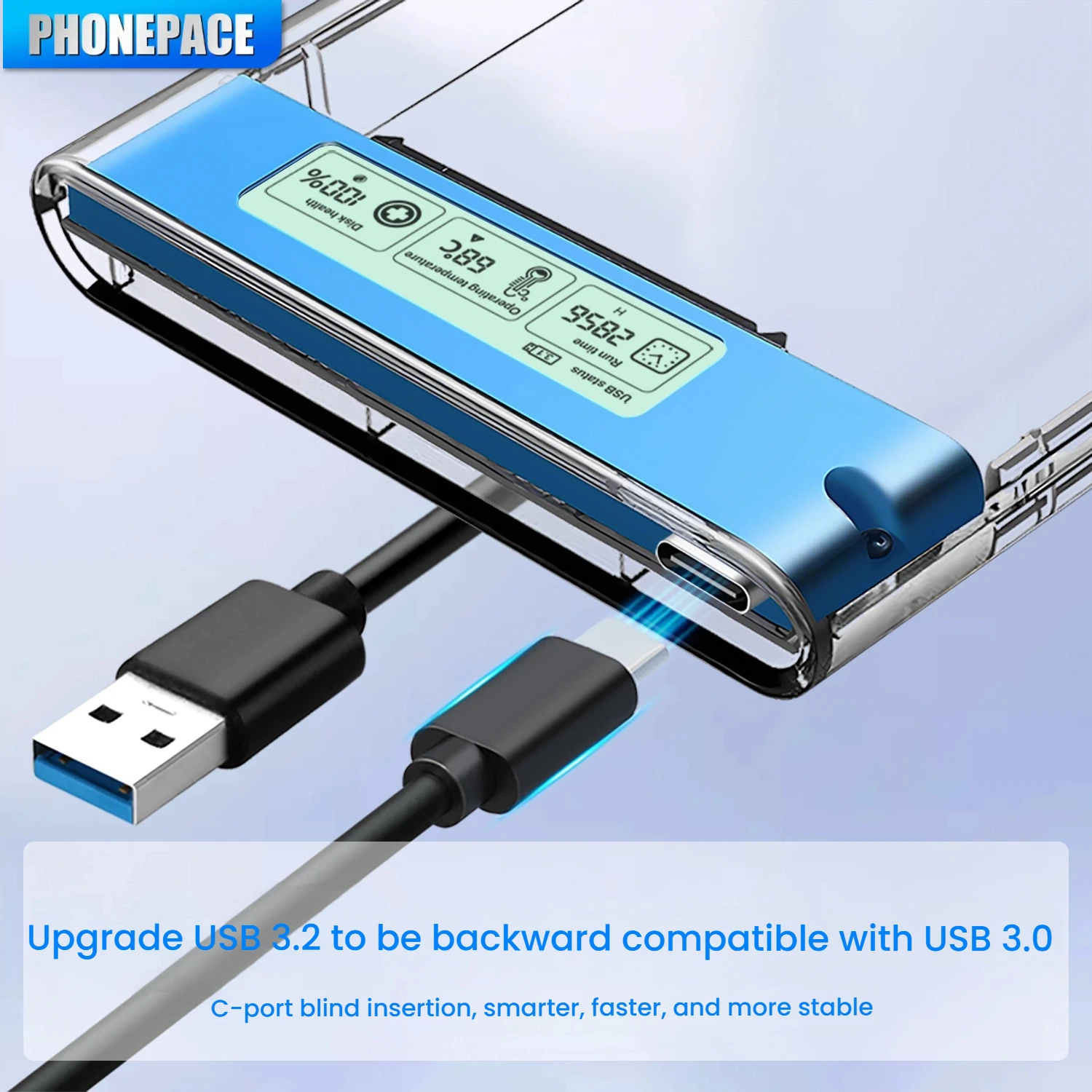 PHONEPACE 2.5 Inch Mobile Hard Drive Enclosure USB3.2 Interface