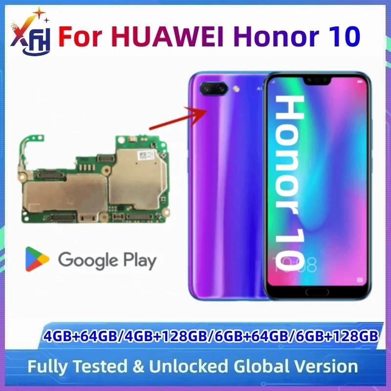 

Motherboard for HUAWEI Honor 10, 64GB, 128GB ROM, Unlocked Mainboard with Google Playstore Installed, Global Version