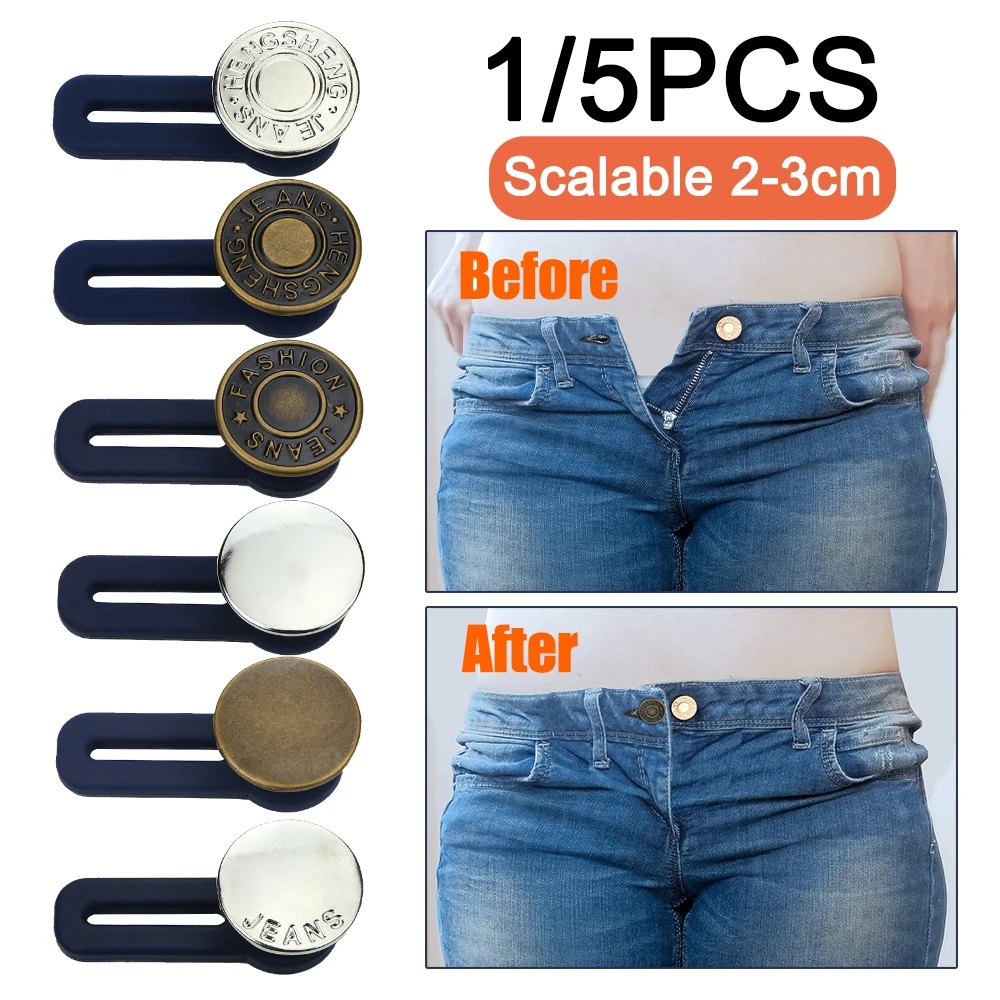 1/5pcs Magic Metal Button Extender For Pants Jeans Free Sewing