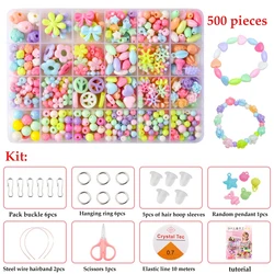 Colorful Beaded Jewelry Craft Kit for Kids - DIY Bracelet and Necklace Making Set (A)