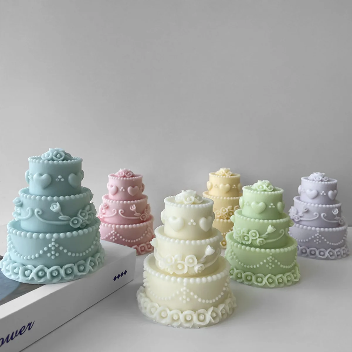 Large 3 Layers Heart Cake Candle Silicone Mold Flower Wedding Cake Soap Resin Mould Chocolate Ice Tray Birthday Party Decor Gift