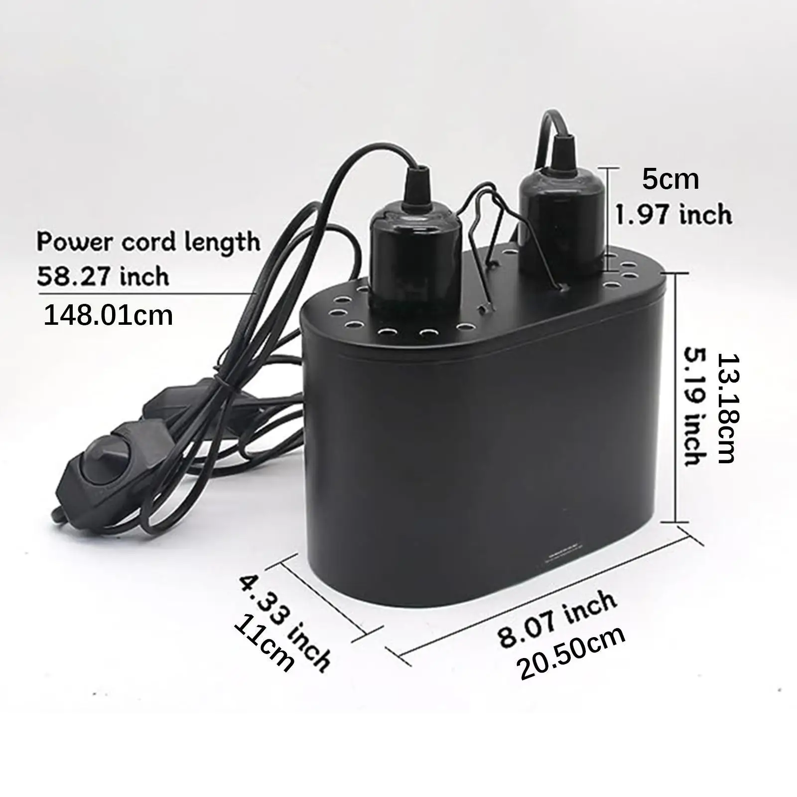 Reptile Light Fixture E27 Reptile Double Dome Lamp for Amphibians Lguana Snake