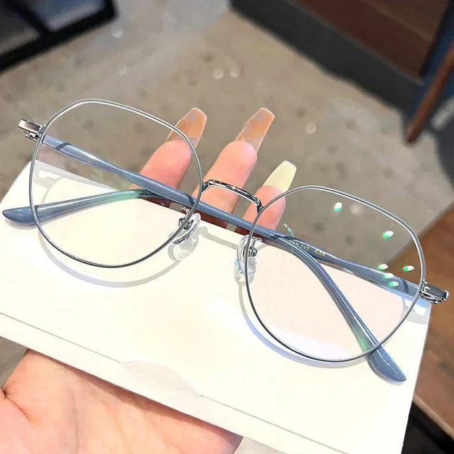 Clear Glasses Women Polygonal Metal Frame Eye Glasses - Image 4