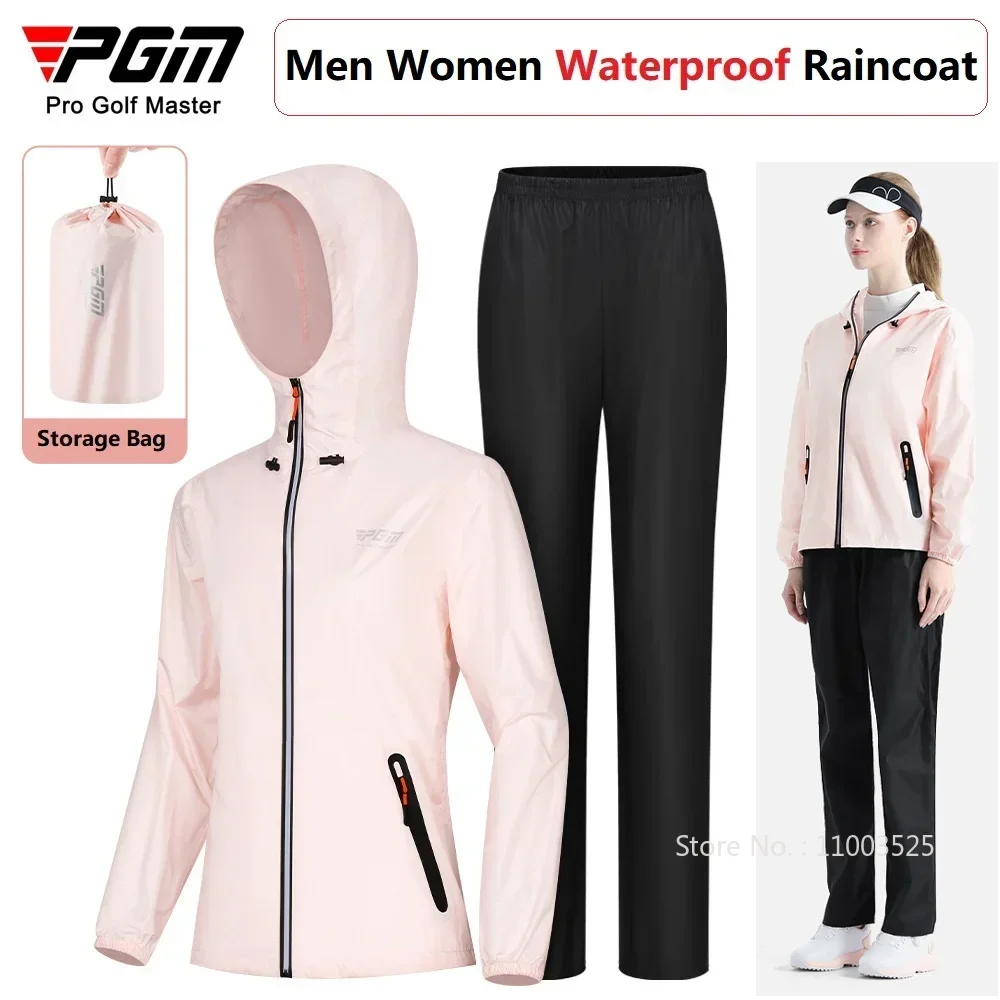 Women Men Split Golf Raincoat Suit Waterproof Motorcycle Rain Jacket and Pant Set Hooded Camping Hiking Rain Poncho Equipment