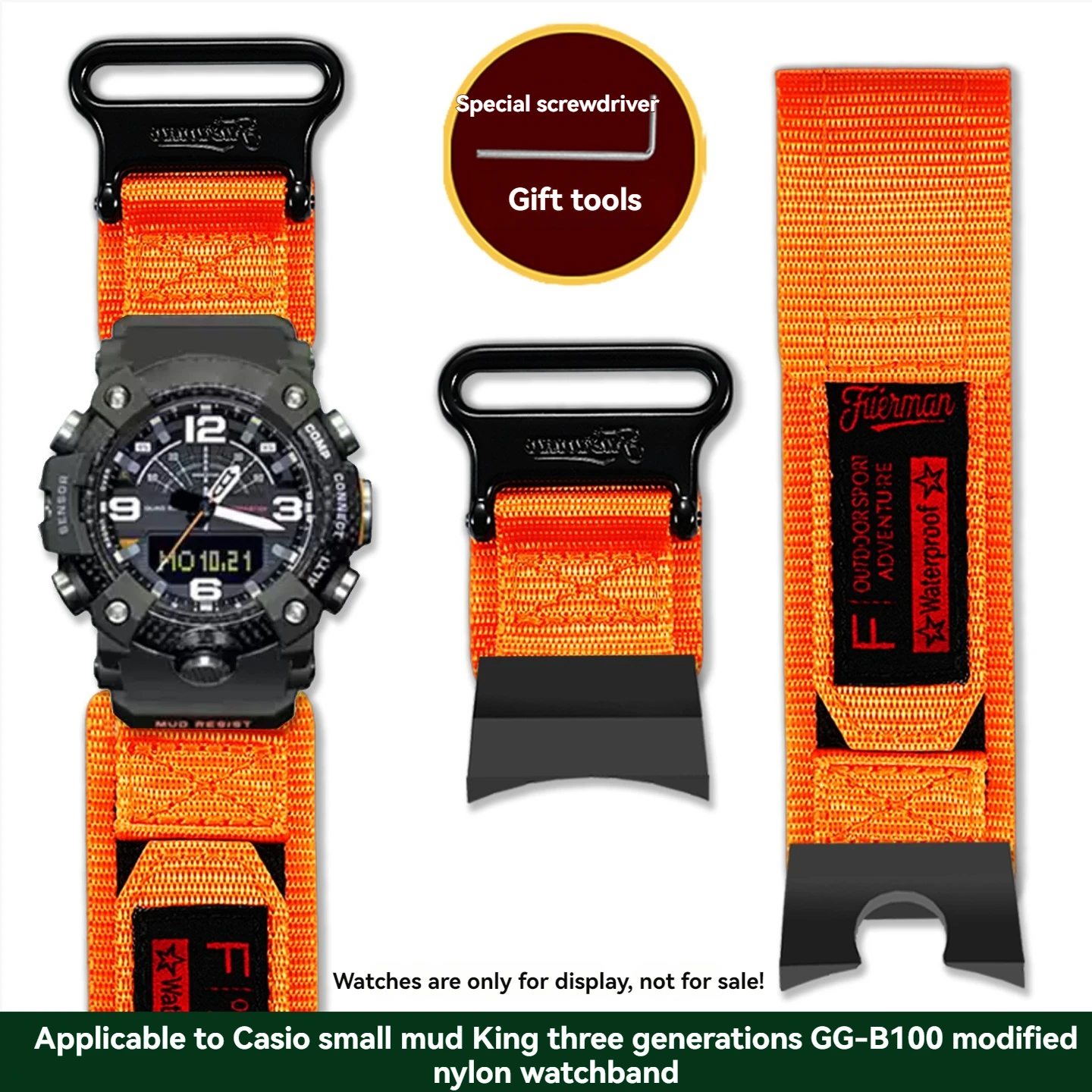 Premium Outdoor Nylon Canvas Watch Strap for GG-B100 Little Mud King