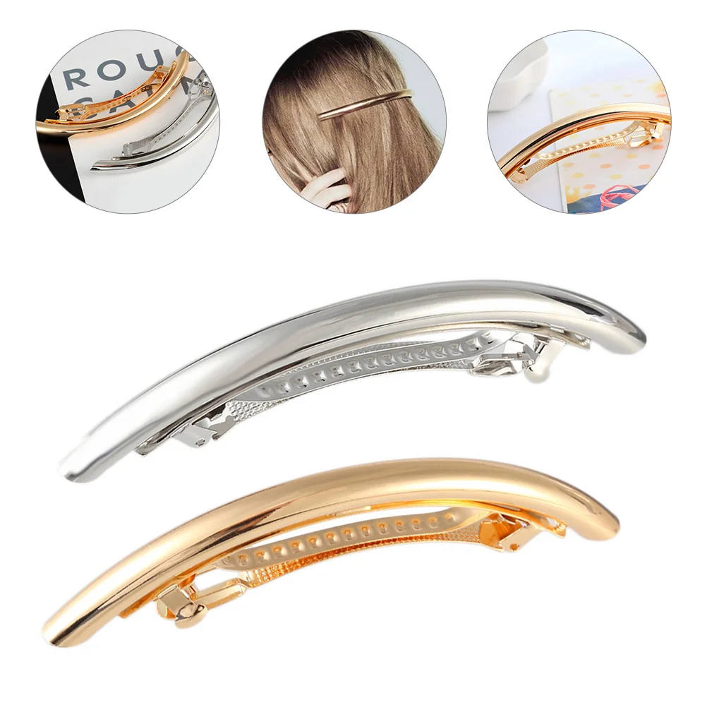 2 Pcs Metal Elbow Hairpin Aesthetic Accessories Clip Barrettes for Women Thin Simple