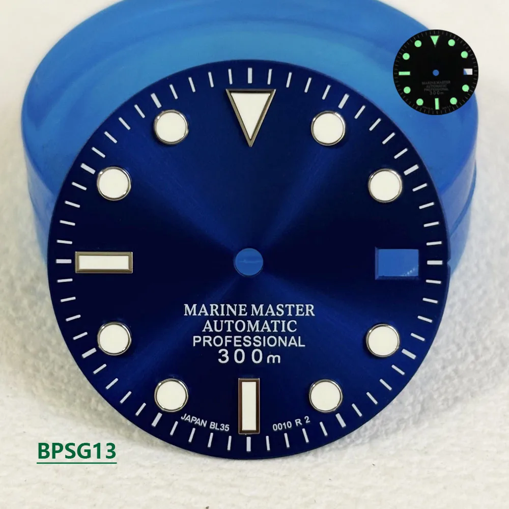 28.5mm SUB s dia Green Glow Single calendar Green Black Blue nh dial 35 dial automatic movement 29mm Hot Selling s
