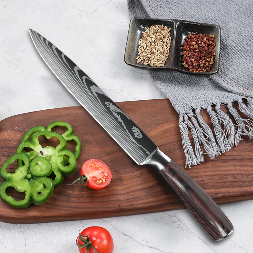 MDHAND Japanese Kitchen Knives German Stainless Steel 8 Inch Slicing Knife Sharp Razor Carving Knife Sushi Knife for Gift - Image 4