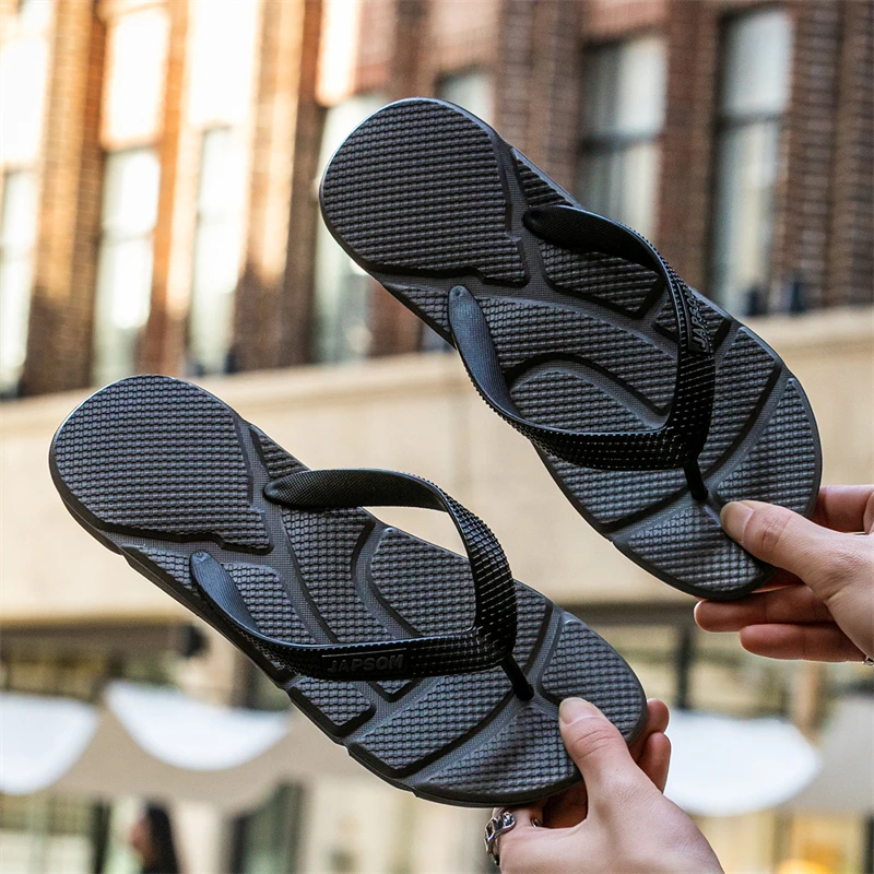 Fashion Black Massage Slippers Men Flip Flops Sale Big Size 50 Casual Slides Men Non Slip Beach Slippers for Men Chanclas Hombre — view 2