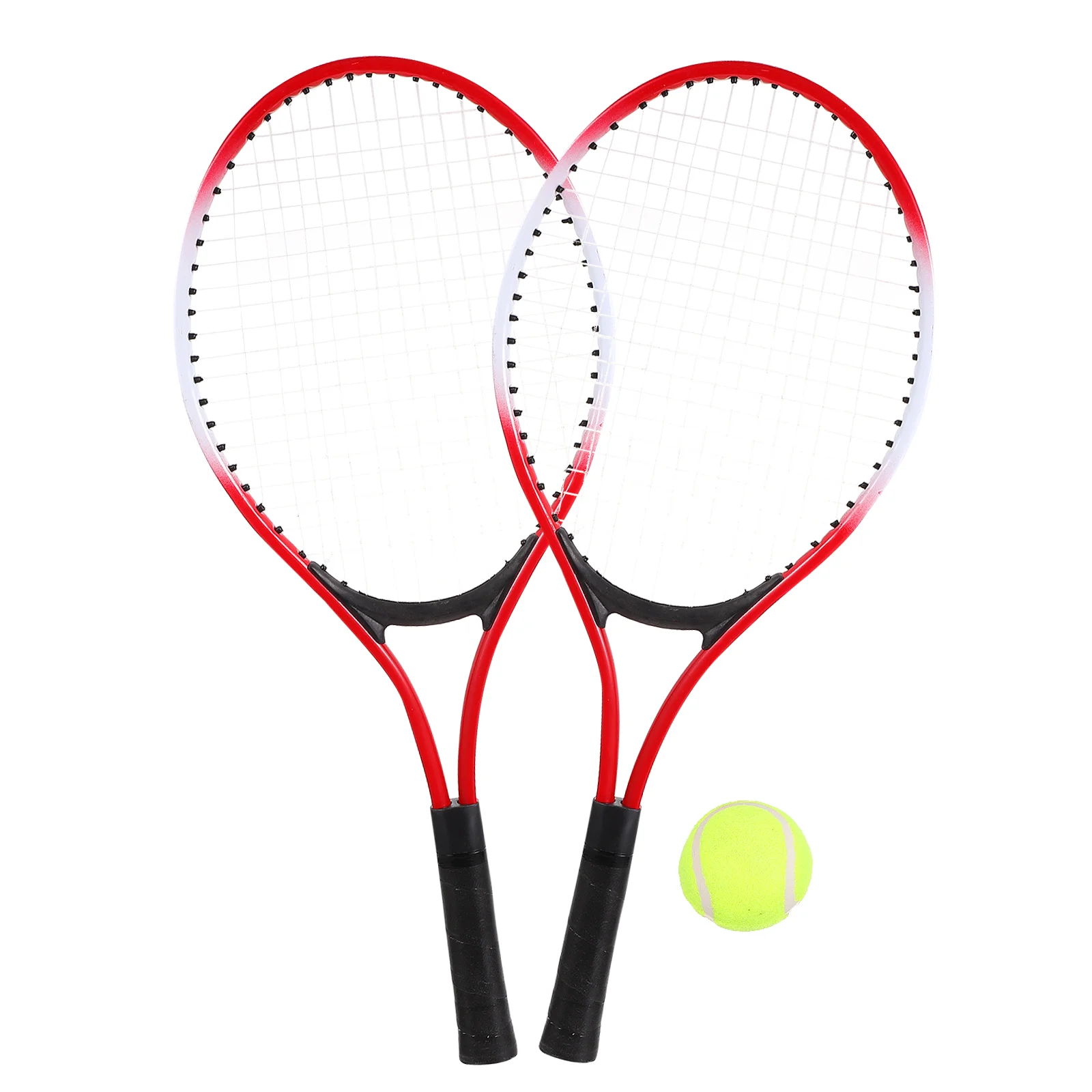 Two Tennis Rackets Set Lightweight Kids Sports Toy Children Outdoor Leisure Toy Safe Durable Handle Flexible Cable Oval Racket