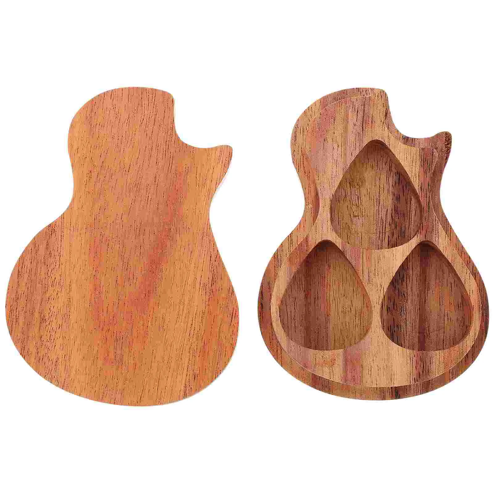

1Pc Wooden Guitar Pick Case Practical Guitar Pick Base with No Guitar Picks (Wood Color)