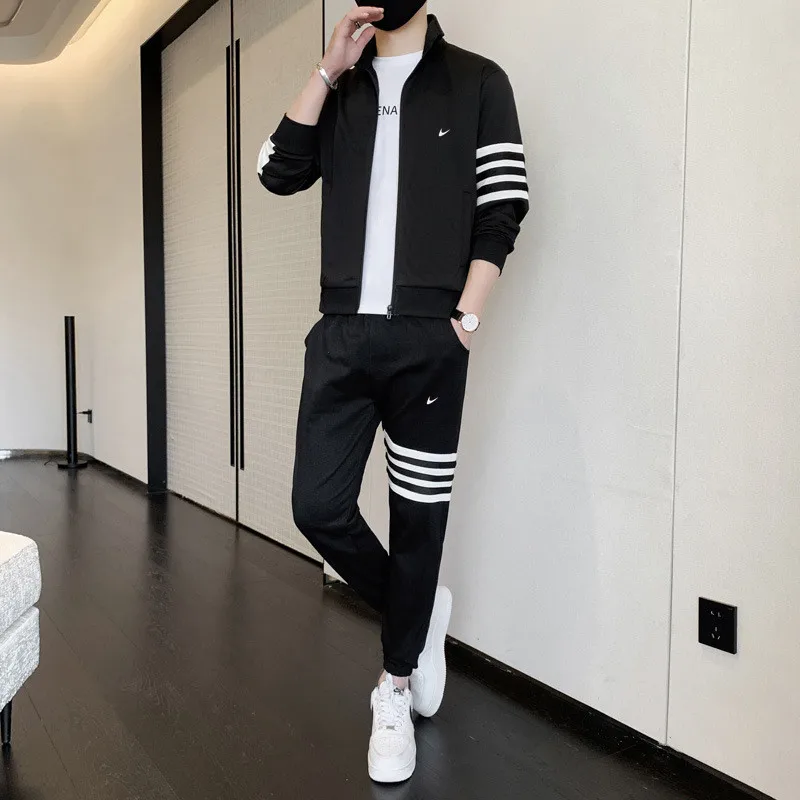 

Men's fashion sports hoodie set fitness sports wear jogging men's casual sports wear winter stand-up collar sports wear