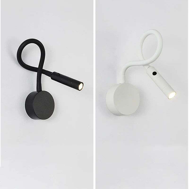 Led Bedside Wall Light Rotatable Flexible Spotlight Living Room Study Reading Lamp Hose Surface Mounted Sconce Night Light 220V - 2