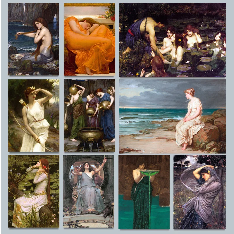 Vintage John William Waterhouse Victorian Woman Portrait Shalott Poster Print Wall Art Pictures Canvas Painting Room Home Decor