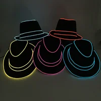 light up Men's hat and tie Led luminous Funny hat glowing Top Hat for Fluorescent club dance show props performances costumes 2