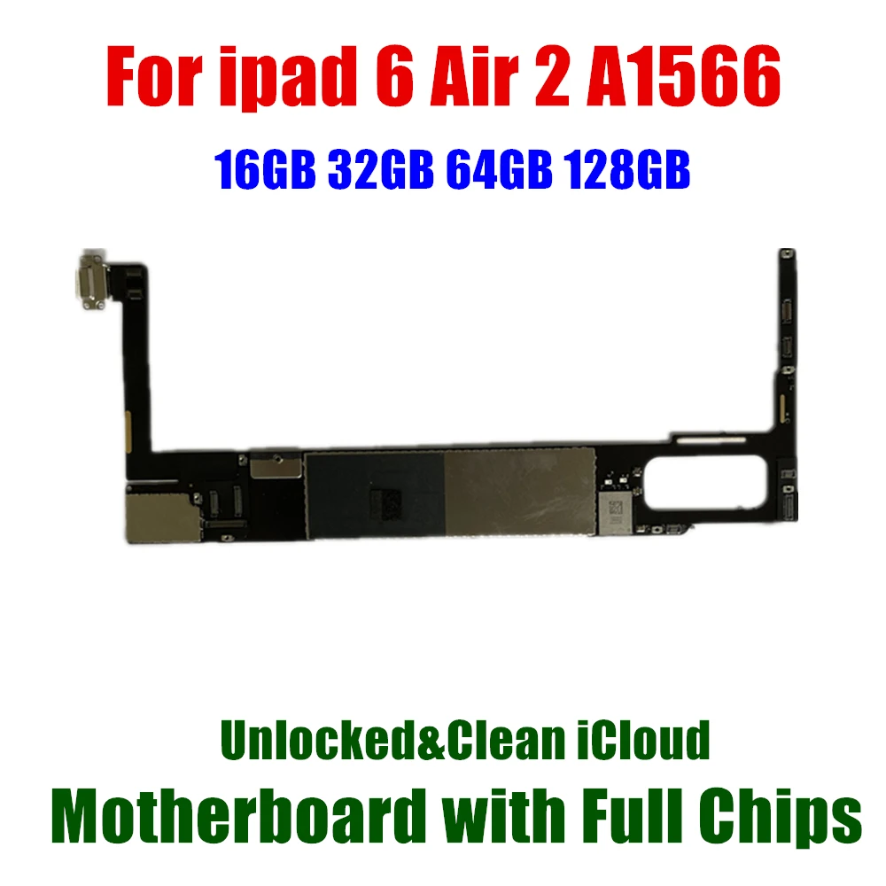 

Материнская плата A1566 с Wi-Fi и iCloud для ipad 6 Air 2, материнская плата 16 ГБ, 32 ГБ, 64 ГБ, 128 ГБ, логическая плата air2 с полными чипами
