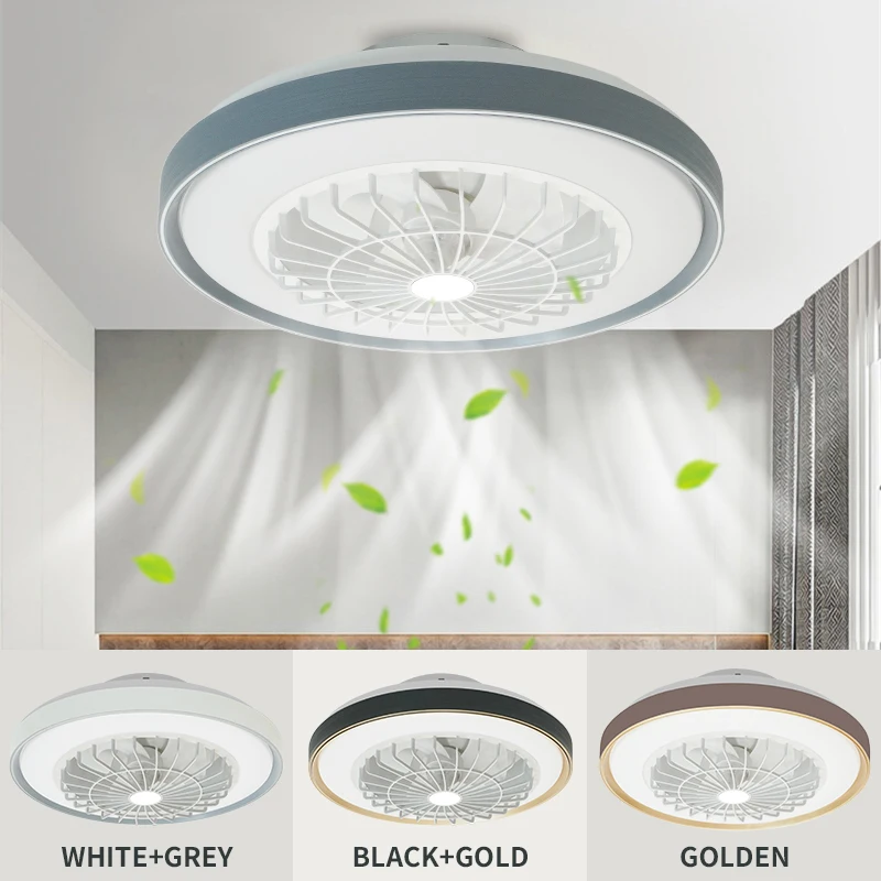 LED Ceiling Fan Light Modern 360 &deg; Surround Swing Wind Remote Control Infinite Dimming Living Room Bedroom Light 110V-220V