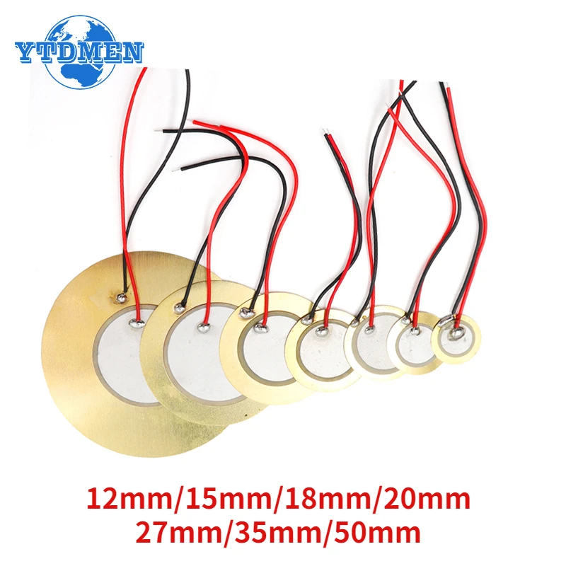 Piezo Buzzer 10/20pcs Piezoelectric Ceramic Wafer Plates with Wire Diameter 12MM 15MM 18MM 20MM 27MM 35MM 50MM Copper Buzzer Loudspeaker