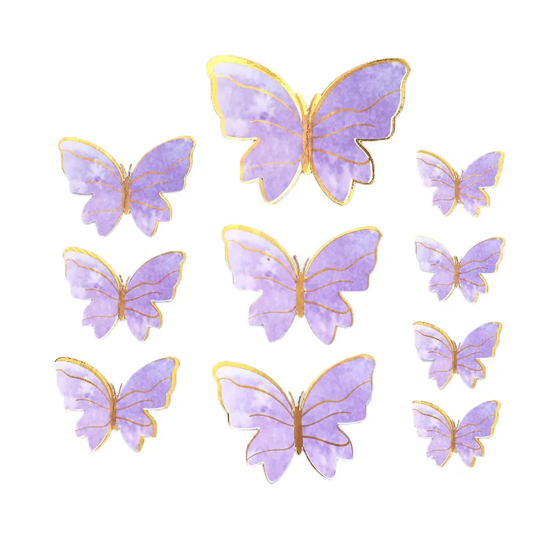 Cake topper Purple Pink Butterfly Cake Decoration Happy Birthday Cake Topper Handmade Painted For Wedding Birthday Party Baby Shower