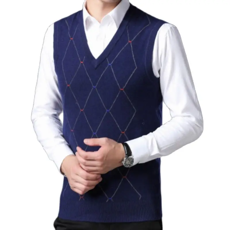 V-neck Sweater Vest Wool Sleeveless P Brand Men's Wool Vest Autumn Winter Business Casual Men's Vest Sleeveless Cashmere Sweater