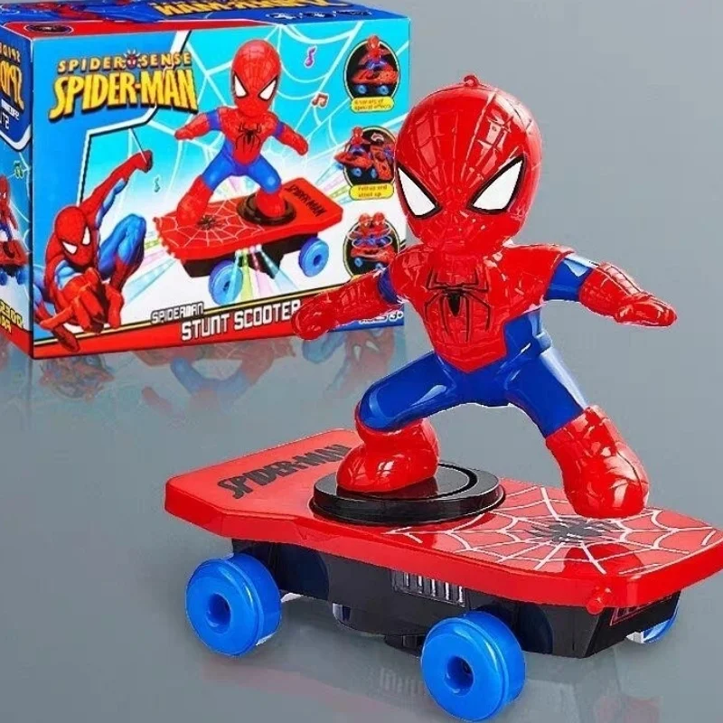 Hot The Avengers Spiderman Automatic Flip Rotation Skateboard Acusto-Optic Car Electric Music Stunt Scooters Giocattolo Regalo Di Natale