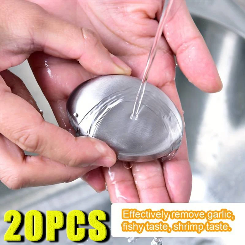 1-20PCS Eliminating Kitchen Bar Bathroom Soap Stainless Steel Soap Shape Deodorize Smell From Hands Useful Tools Smell Bar odor removing soap