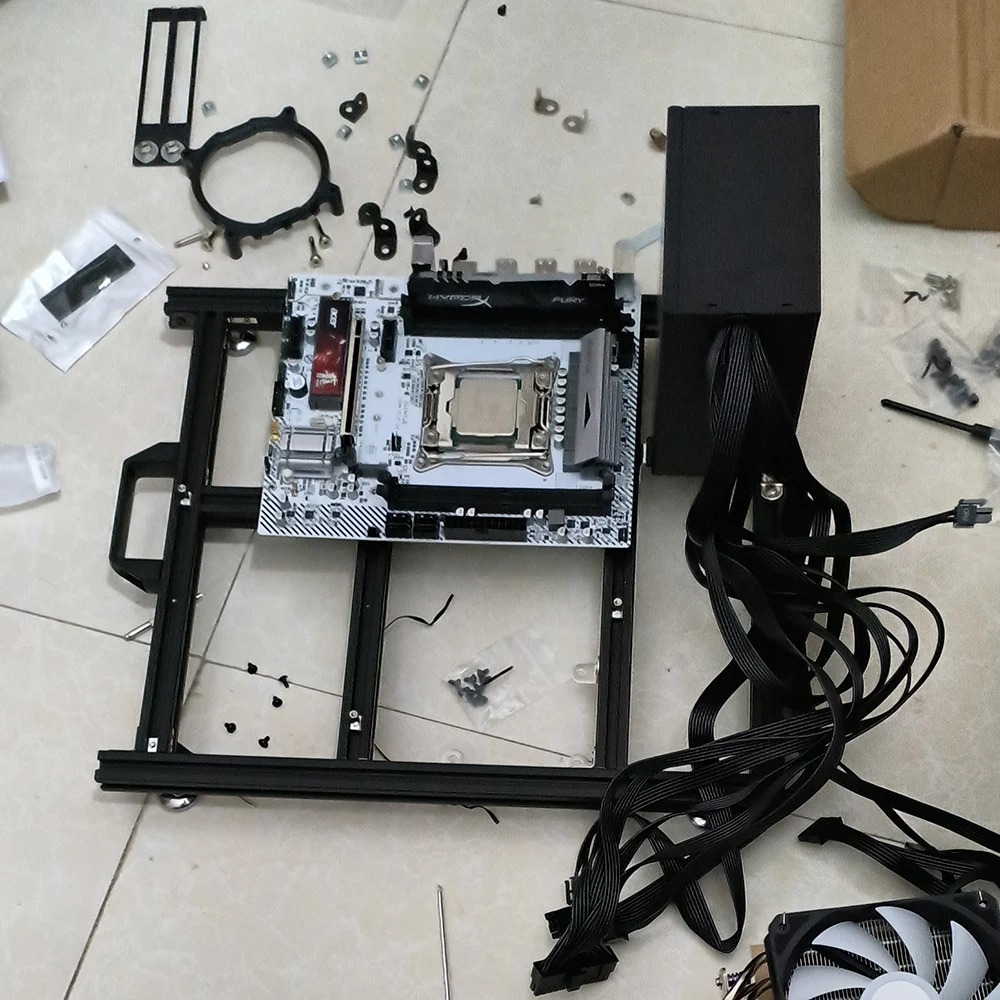 Aluminum Open Rack Computer Gaming Chassis ITX MATX ATX ATX-Plus EATX Desktop Case Horizontal Fan 120 240 360 Water Cooler DIY