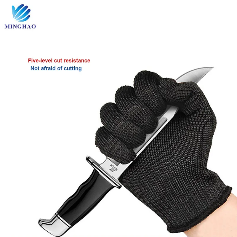 Labor Protection Gloves Gloves Labor Protection Gloves Wrapped Steel Wire Police Self-Defense Anti-Cut Black Household Cleaning Tools