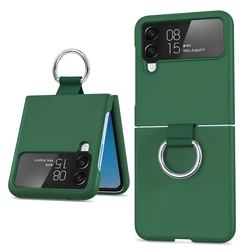 Luxury Matte Armor Finger Ring Grip Case - Premium Candy for Z Flip4 (Dark Green)