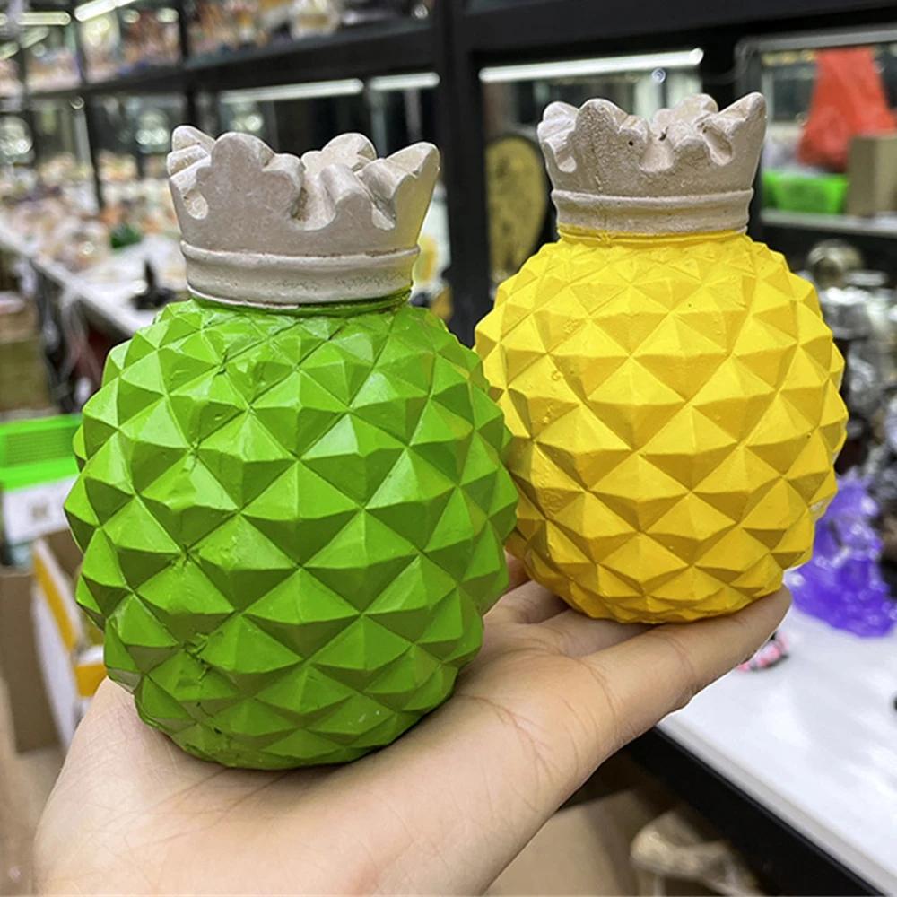 

Yellow/Green Pineapple Model Craft Ornaments Crystal Ball Resin Base Jade Ball Display Stand Furniture Desktop Home Decoration