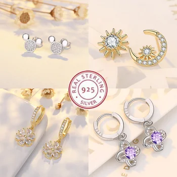 925 Sterling Silver Star Stud Earrings AAA Zircon High Quality For Women Earring Wedding Fine Jewelry Accessories Party Gift