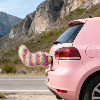 Decorazione per Auto con Coda Pelosa, Ornamento Carino per Auto, Accessorio Morbido a Forma di Coda di Animale per Specchietto Retrovisore e Decorazione Interna