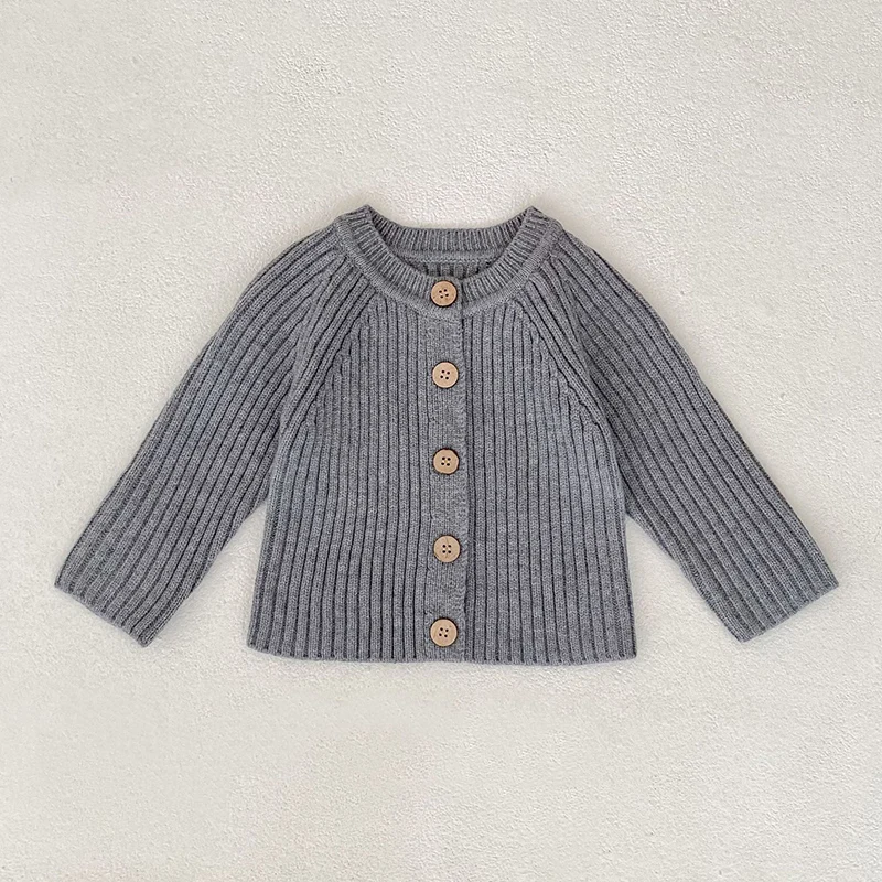 2026년 신상 봄 한국 스타일 여아 남아 스웨터 코트 긴 소매 단색 여아 니트 가디건