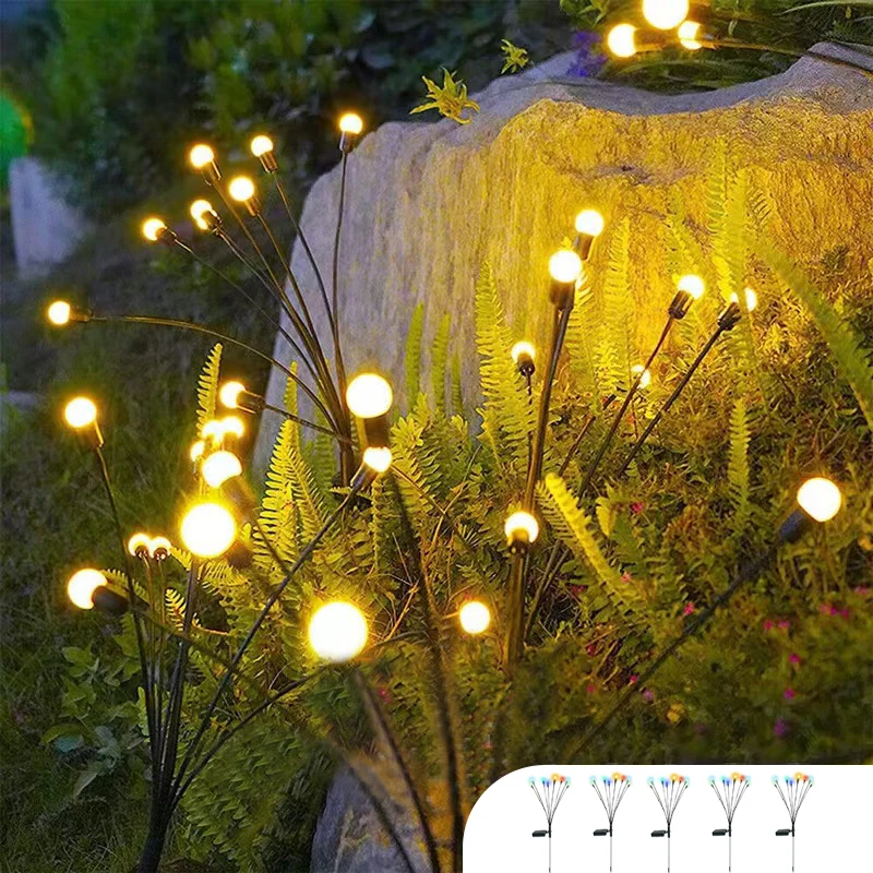 

LED Firefly Lamp Solar Outdoor Light Garden Decoration Waterproof Garden Home Lawn Fireworks Light Floor New Year Christmas