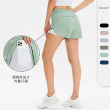 

Women's tennis shorts Yoga fake two piece quick dry Breathable loose fitness running pants with pocket