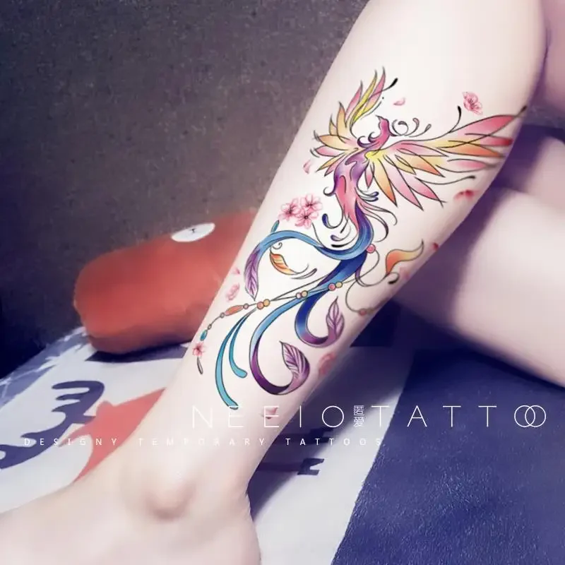 Phoenix Tattoo Stickers for Women Color Temporary Tattoos Waterproof Art Tattoos Back Calf Tattoo Ancient Bird Fake