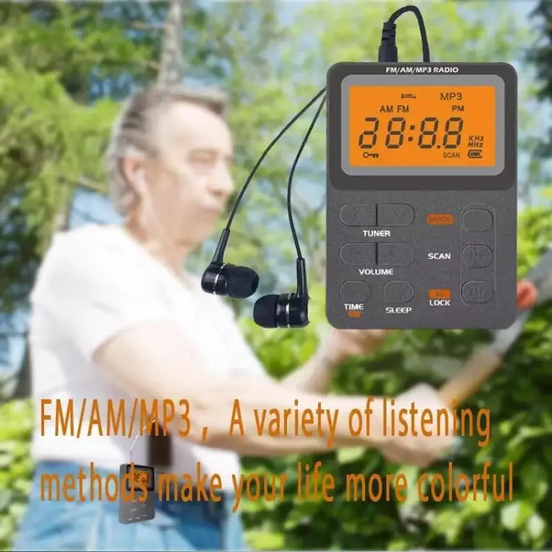 Portable AM FM Digital Radio with Stereo Earphone for Outdoor Use