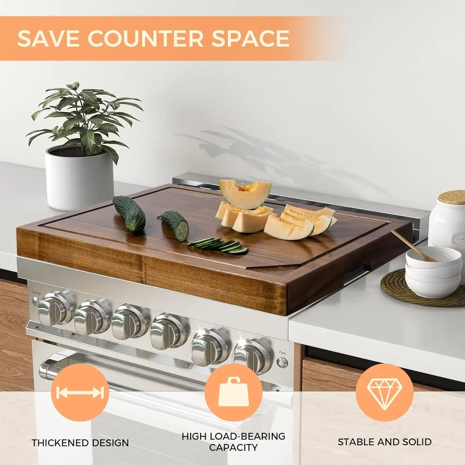 Stove Cover - Acacia Wood  Top Covers for Electric  and Gas  - Sink Cover RV  Top Cover 4