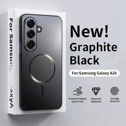 Enhanced Magnetic Matte Shockproof Phone Case - TPU+PC Wireless Charging Cover for samsung A36 (Black)