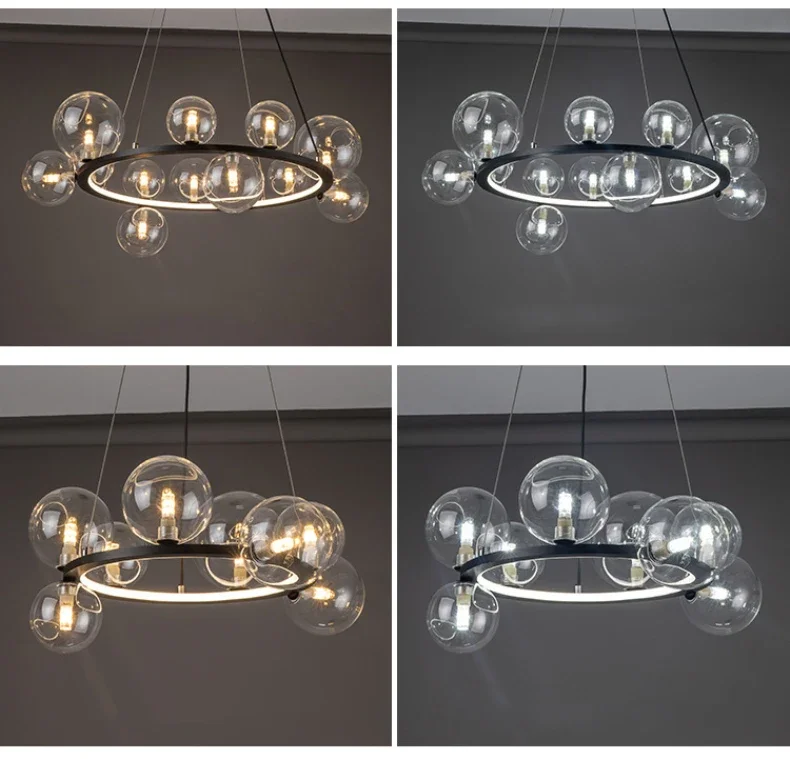 Description Picture 4 of itemGlass Ball Chandelier for Dining Room Living Room Nordic Glass Ball Bedroom Bedside Small Chandelier Bubble Light Chandelier