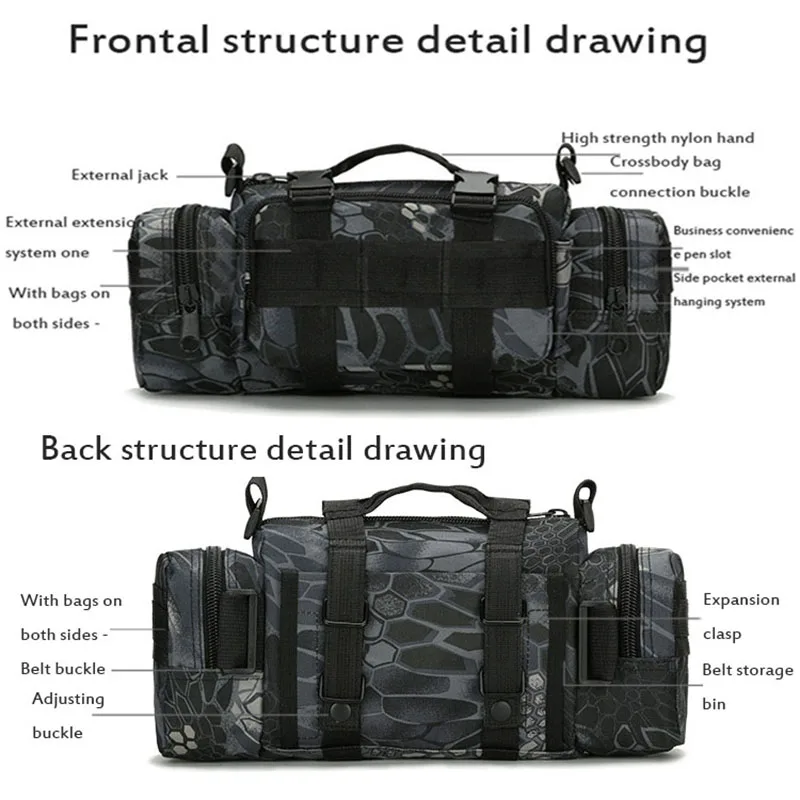 Oulylan 전술 낚시 캠핑 파우치, 하이킹 야외 전술 허리 가방, 600D 방수 옥스포드 클라이밍 숄더백