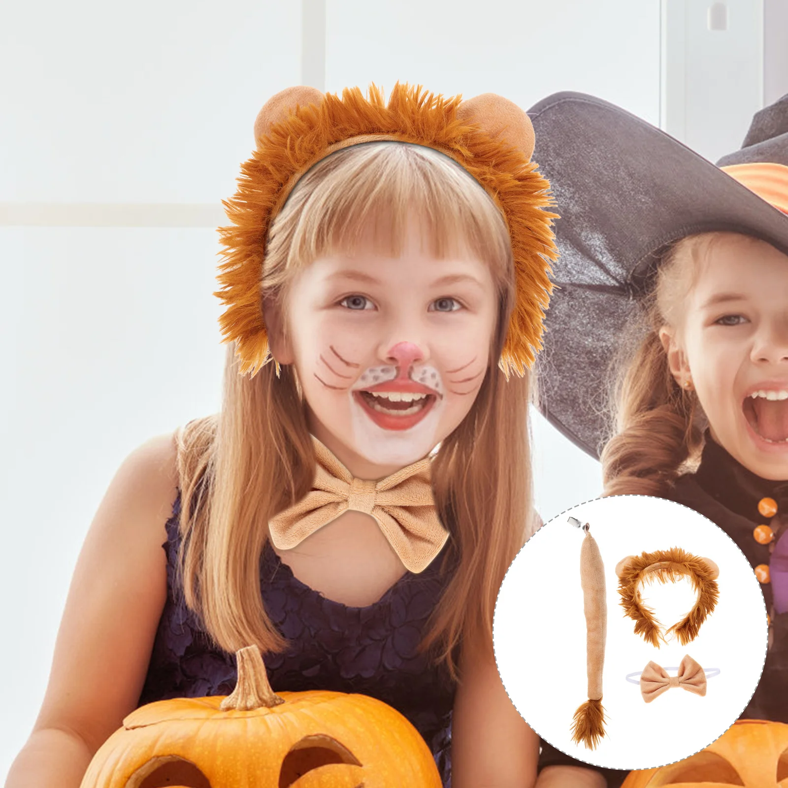 

Lion Ears Headband Lion Cosplay Bowtie and Tail Halloween Party Costume Props